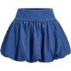 imageMilumia Womens High Waisted A Line Bubble Denim Mini Skirt Puffy Short SkirtsBlue