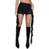 imageMilumia Womens Mesh Ruffle Trim Ruched Mini Skirt Low Waisted Bodycon Club SkirtsBlack