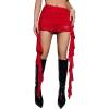 imageMilumia Womens Mesh Ruffle Trim Ruched Mini Skirt Low Waisted Bodycon Club SkirtsRed