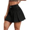imageMilumia Womens Pleated Denim Skirt Trendy High Waisted Mini Jean Skater SkirtsBlack