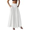 imageMilumia Womens Pleated Flowy Long Skirts High Waist Maxi Skirt with PocketWhite