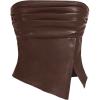 imageMilumia Womens Ruched Pu Leather Tube Top Strapless Split Hem Bandeaus PartywearCoffee Brown