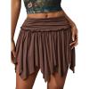 imageMilumia Womens Y2K Asymmetrical A Line Short Skirt Party Club Ruched Mini SkirtCoffee Brown