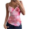 imageMilumia Womens Y2K Floral Cami Tank Top Spaghetti Strap Sheer Mesh V Neck Summer Going Out TopsLight Pink