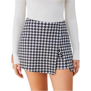 imageMilumia Womens Asymmetrical Wrap Skirts High Waisted Slit Hem Skort ShortsBlack and White