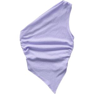 imageMilumia Womens One Shoulder Tank Tops Summer Ruched Asymmetrical Off The Shoulder Sleeveless Going Out Crop TopsMauve Purple