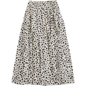 imageMilumia Womens Vintage Printed A Line High Waist Flare Flowy Casual Midi SkirtsA White