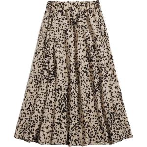 imageMilumia Womens Vintage Printed A Line High Waist Flare Flowy Casual Midi SkirtsBeige and Black