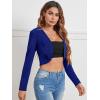 imageMilumia Business Casual Blazers for Women Open Front Crop Lightweight Jacket Shrug OutwearBlue
