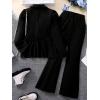 imageMilumia Girls 2 Piece Outfits Ruffle Long Sleeve Button Blazer and PantsBlack Plain