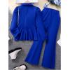 imageMilumia Girls 2 Piece Outfits Ruffle Long Sleeve Button Blazer and PantsBlue
