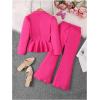 imageMilumia Girls 2 Piece Outfits Ruffle Long Sleeve Button Blazer and PantsHot Pink Plain