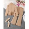 imageMilumia Girls 2 Piece Outfits Ruffle Long Sleeve Button Blazer and PantsKhaki