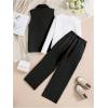 imageMilumia Girls 3 Piece Outfits Long Sleeve Tee Shirt and Blazer Vest with PantsBlack