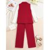 imageMilumia Girls 3 Piece Outfits Long Sleeve Tee Shirt and Blazer Vest with PantsBurgundy