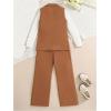 imageMilumia Girls 3 Piece Outfits Long Sleeve Tee Shirt and Blazer Vest with PantsDark Brown