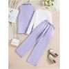 imageMilumia Girls 3 Piece Outfits Long Sleeve Tee Shirt and Blazer Vest with PantsPurple