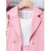 imageMilumia Girls 4 Piece Outfits Knit Top Mini Skirt and Blazer Jacket with HatsPink