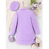 imageMilumia Girls 4 Piece Outfits Knit Top Mini Skirt and Blazer Jacket with HatsPurple