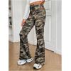 imageMilumia Girls Camo Print Flared Leg Long Pants High Waisted Bell BottomsBrown