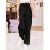 imageMilumia Girls Cute High Waist Flowy Wide Leg Dress Pants Palazzo PantsBlack