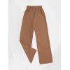 imageMilumia Girls Cute High Waist Flowy Wide Leg Dress Pants Palazzo PantsPlain Brown