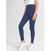 imageMilumia Girls Wideband Waist Leggings High Waisted Tights Workout Yoga PantsDark Blue Teal