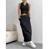 imageMilumia Women Button Front V Neck Collared Work Blazer Sleeveless Fitted Crop VestBlack