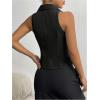 imageMilumia Women Button Front V Neck Collared Work Blazer Sleeveless Fitted Crop VestBlack