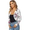 imageMilumia Women Floral Casual Crop Blazer Open Front Lightweight OutwearWhite