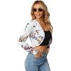 imageMilumia Women Floral Casual Crop Blazer Open Front Lightweight OutwearWhite