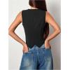 imageMilumia Womens Button Front Blazer Vest Sleeveless V Neck Asymmetrical Hem Tank TopsBlack