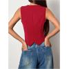 imageMilumia Womens Button Front Blazer Vest Sleeveless V Neck Asymmetrical Hem Tank TopsRed