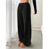 imageMilumia Womens Drawstring Low Waist Straight Leg Sweatpants Loose Fit Track PantsBlack