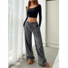 imageMilumia Womens Drawstring Low Waist Straight Leg Sweatpants Loose Fit Track PantsGrey