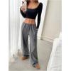 imageMilumia Womens Drawstring Low Waist Straight Leg Sweatpants Loose Fit Track PantsGrey