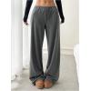 imageMilumia Womens Drawstring Low Waist Straight Leg Sweatpants Loose Fit Track PantsGrey