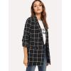 imageMilumia Womens Open Front Blazer Casual Lightweight Plaid Roll Up Sleeve Jacket ShirtBlack