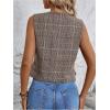 imageMilumia Womens Plaid V Neck Vest Single Breasted Sleeveless Work Blazer JacketBrown