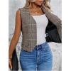 imageMilumia Womens Plaid V Neck Vest Single Breasted Sleeveless Work Blazer JacketBrown
