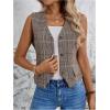 imageMilumia Womens Plaid V Neck Vest Single Breasted Sleeveless Work Blazer JacketBrown