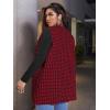 imageMilumia Womens Plus Size Houndstooth Vest Blazers Open Front CardiganRed and Black