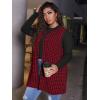 imageMilumia Womens Plus Size Houndstooth Vest Blazers Open Front CardiganRed and Black