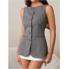 imageMilumia Womens Sleeveless Boat Neck Button Down Vest Summer Dressy Tank Top Office Business BlazerGrey