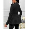 imageMilumia Womens Textured Ruffle Hem Blazer Single Button Shawl Collar Long Sleeve JacketBlack