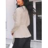 imageMilumia Womens Textured Ruffle Hem Blazer Single Button Shawl Collar Long Sleeve JacketKhaki