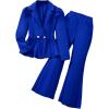 imageMilumia Girls 2 Piece Outfits Ruffle Long Sleeve Button Blazer and PantsBlue