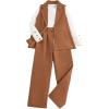 imageMilumia Girls 3 Piece Outfits Long Sleeve Tee Shirt and Blazer Vest with PantsDark Brown