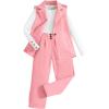 imageMilumia Girls 3 Piece Outfits Long Sleeve Tee Shirt and Blazer Vest with PantsPink