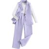 imageMilumia Girls 3 Piece Outfits Long Sleeve Tee Shirt and Blazer Vest with PantsPurple
